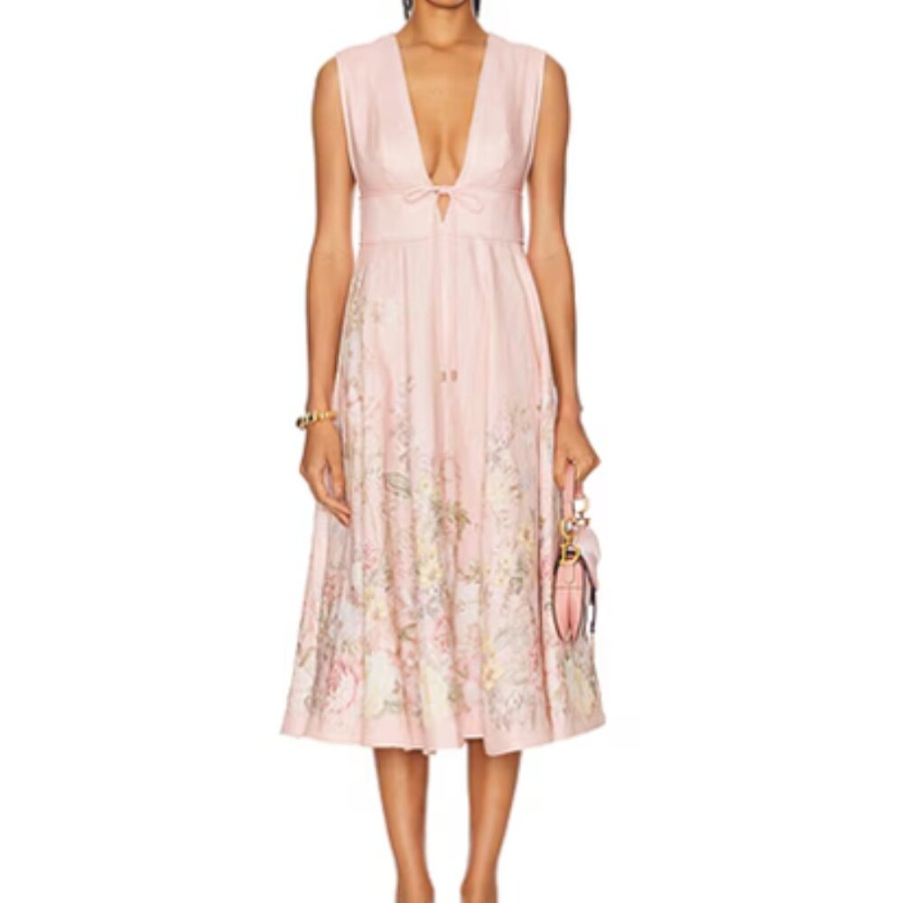 NWT!! Zimmermann Waverly Plunge Midi Dress  Waverly Plunge Midi Dress